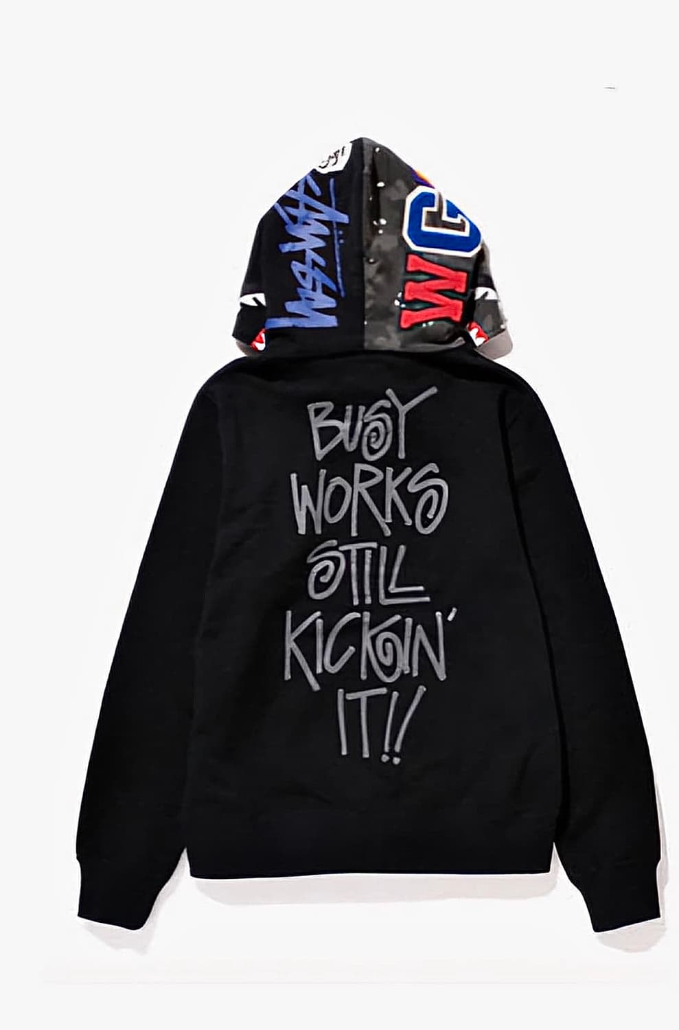 [L, 남여공용]Bape X Stussy 베이프 스투시 콜라보 샤크후드 상품이미지1
