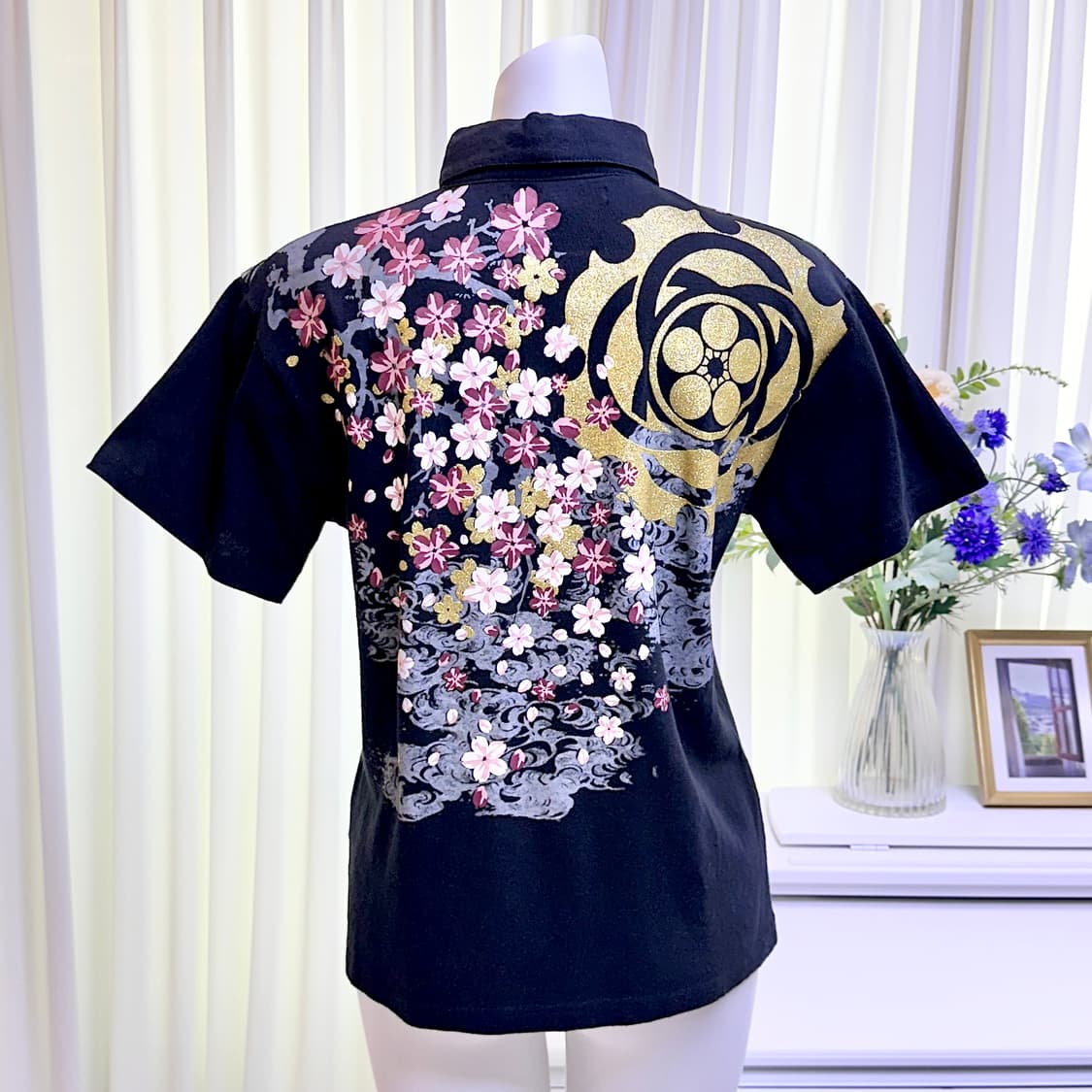 오리엔탈 사쿠라 봉황 자수 카라티셔츠 상품이미지2