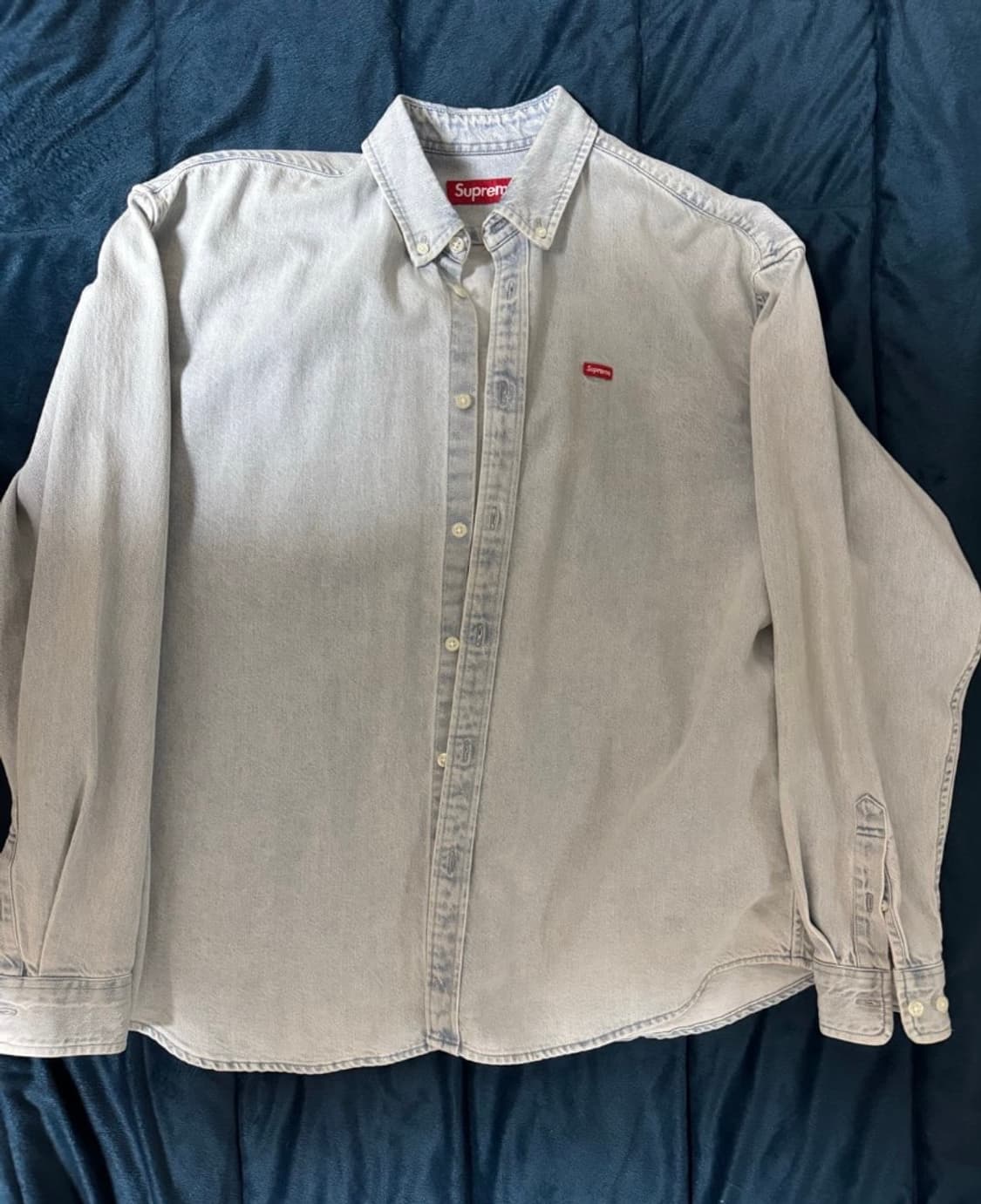 슈프림 스몰박스로고 워시드셔츠 블루 M 상품이미지1