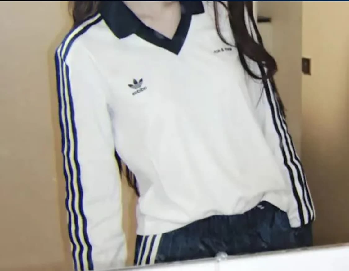 아디다스 아디컬러 3S 자카드 브이넥 풋볼 폴로 긴팔 티셔츠 화이트  상품이미지2