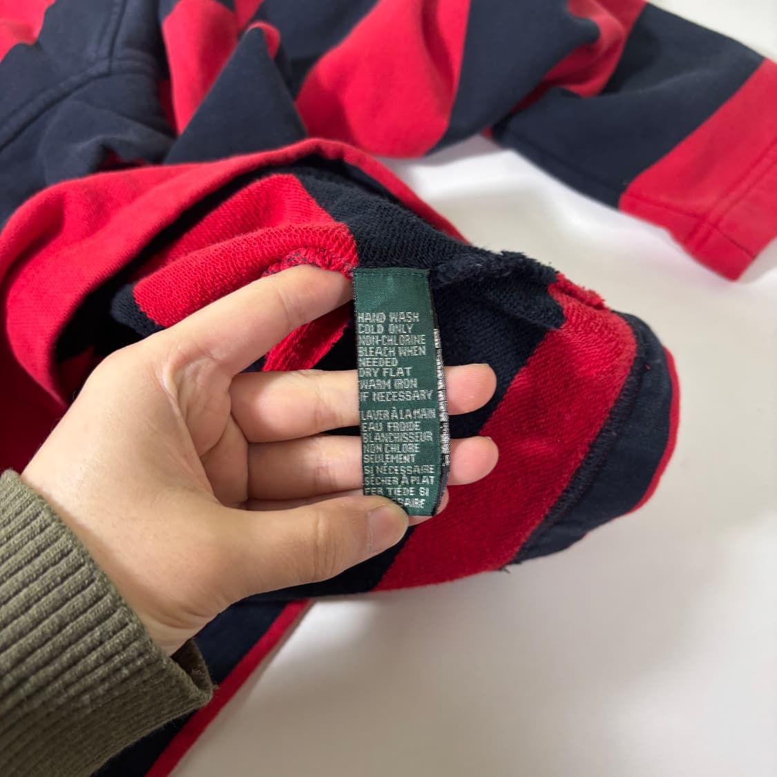 M 로렌랄프로렌 빨남 코튼 단가라 반집업맨투맨 상품이미지5