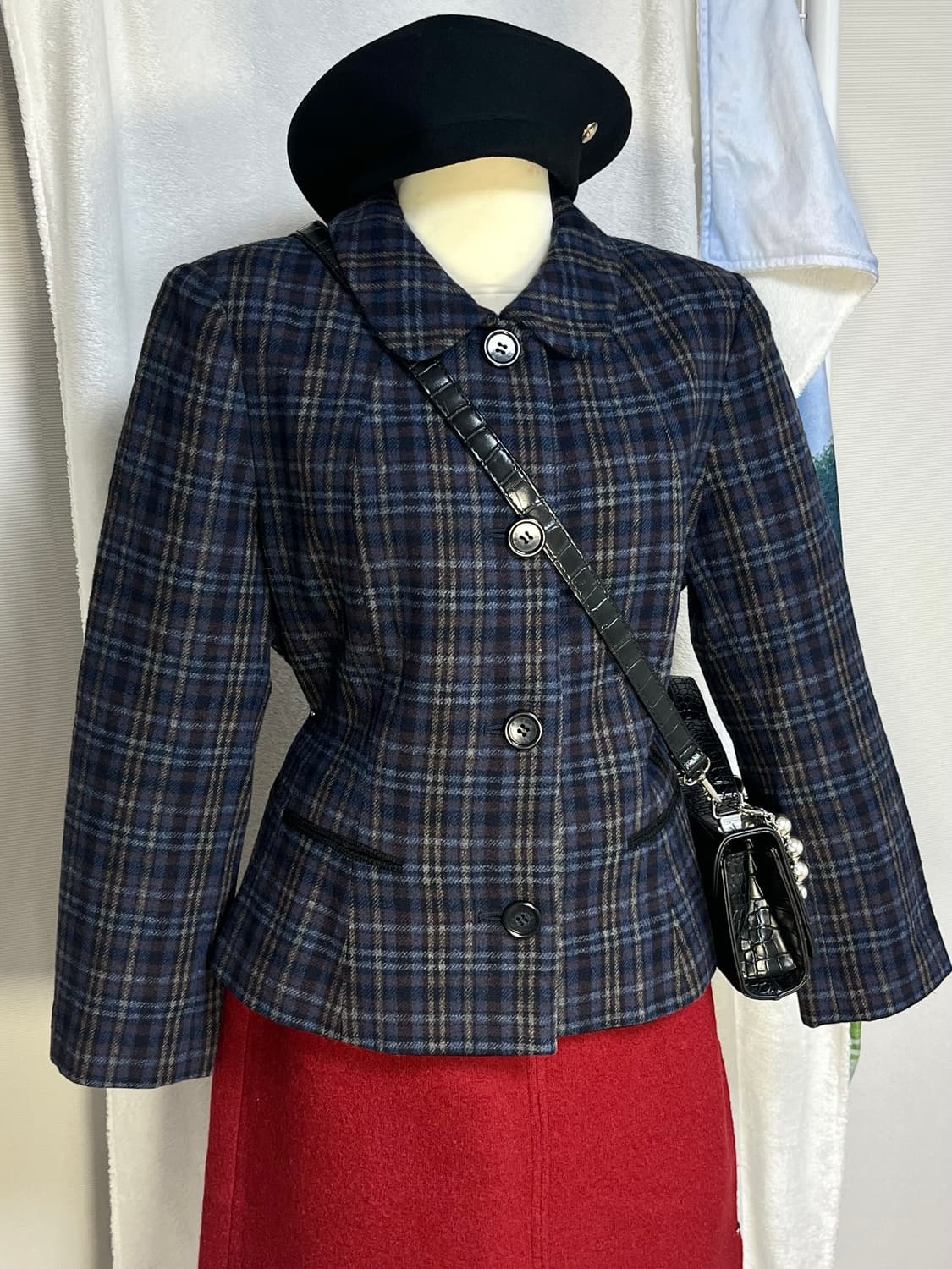 일본 빈티지 체크 울 자켓 상품이미지1