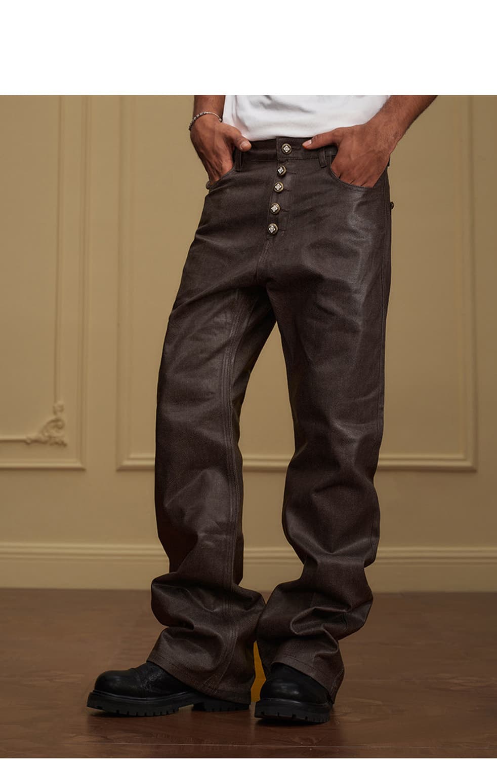 YADcrew 왁스 코팅 스트레이트 팬츠 (2color) 상품이미지3