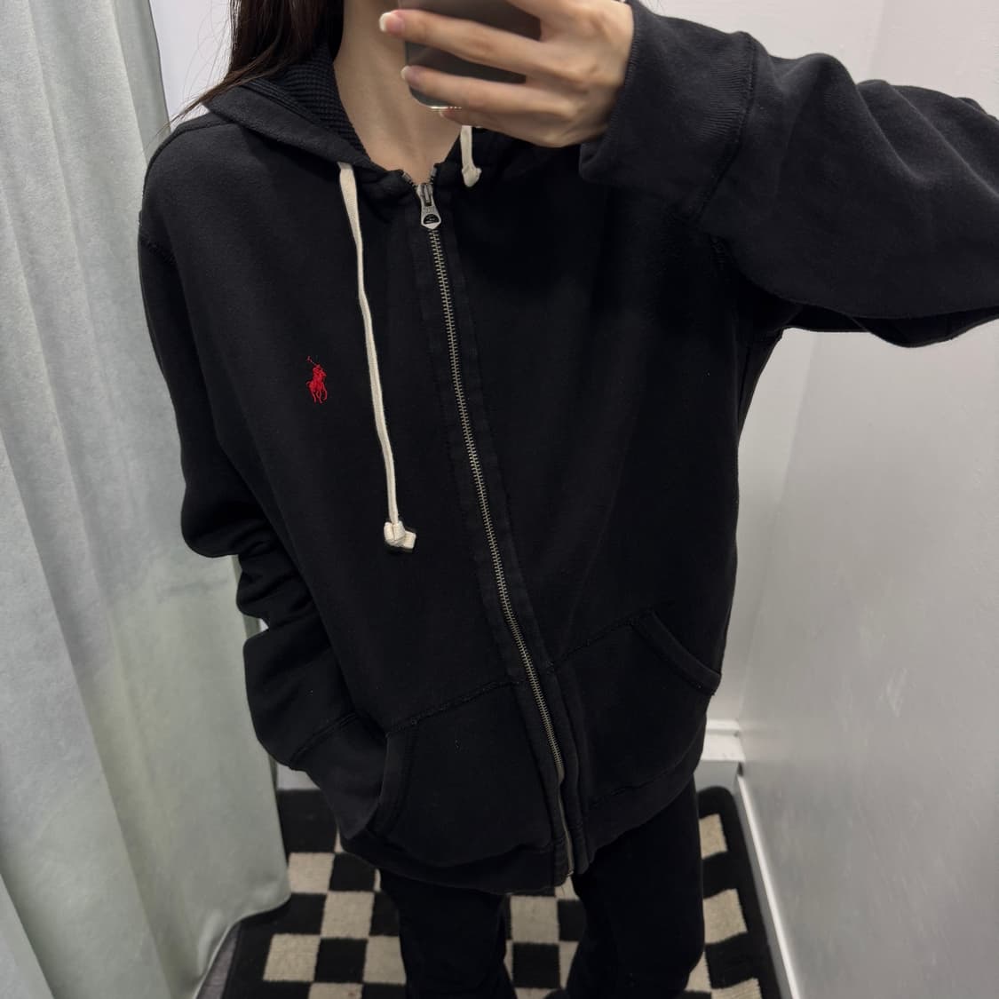 폴로 후드집업 블랙 레드포니 상품이미지1