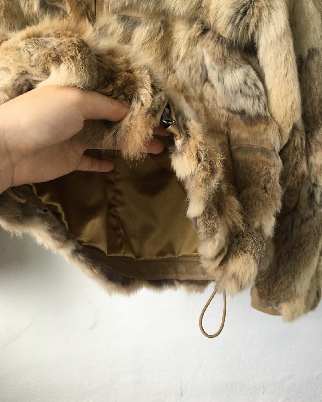 Rabbit fur hood zip up jacket 상품이미지4