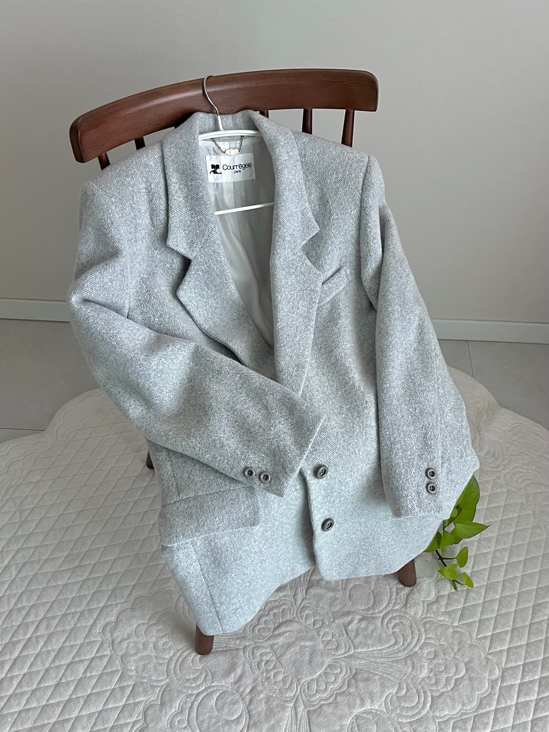 큐레쥬 울 헤링본 셋업 자켓 스커트 꾸레쥬 상품이미지2