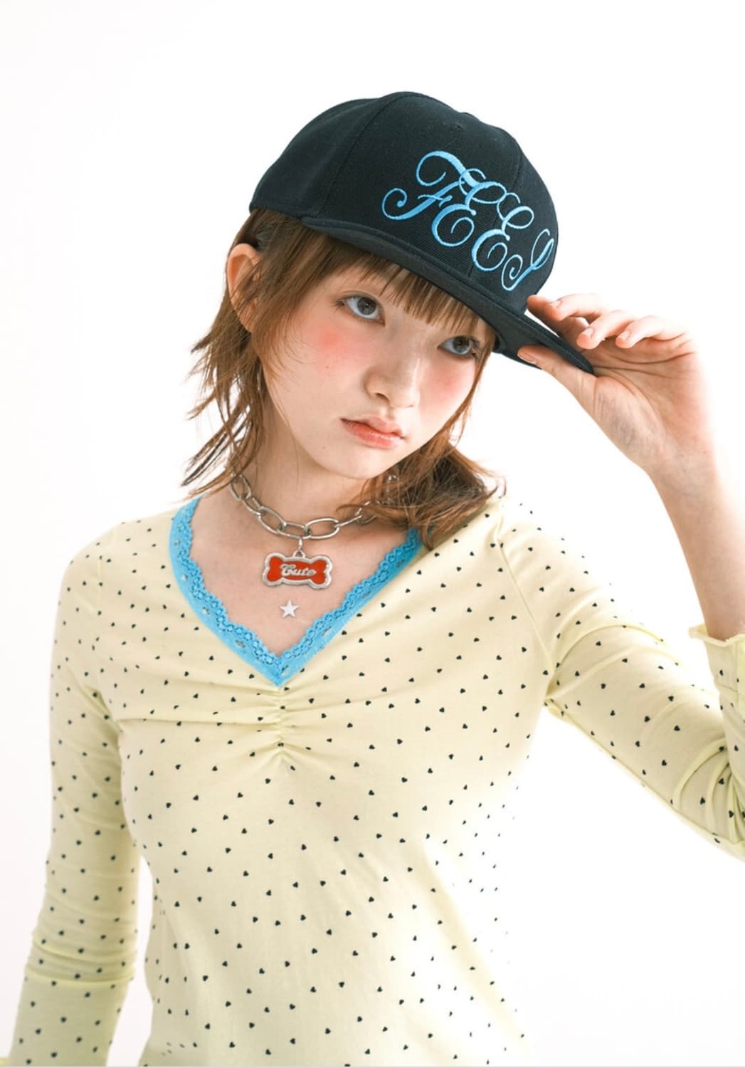 샵페어리 미니 하트 레이스 탑 (레몬) 상품이미지1