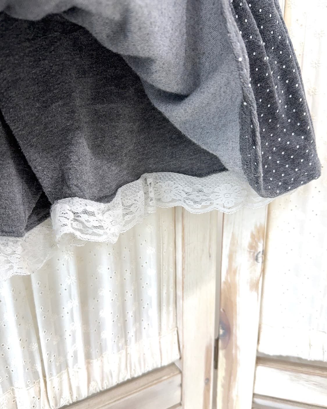 Gray Dot Pleated Mini Skirt 상품이미지10