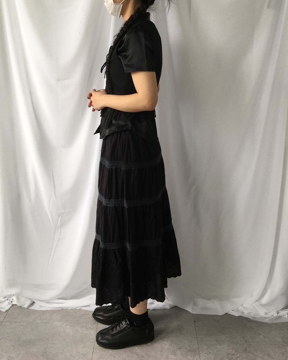 Lace trimming lace up vest 상품이미지5