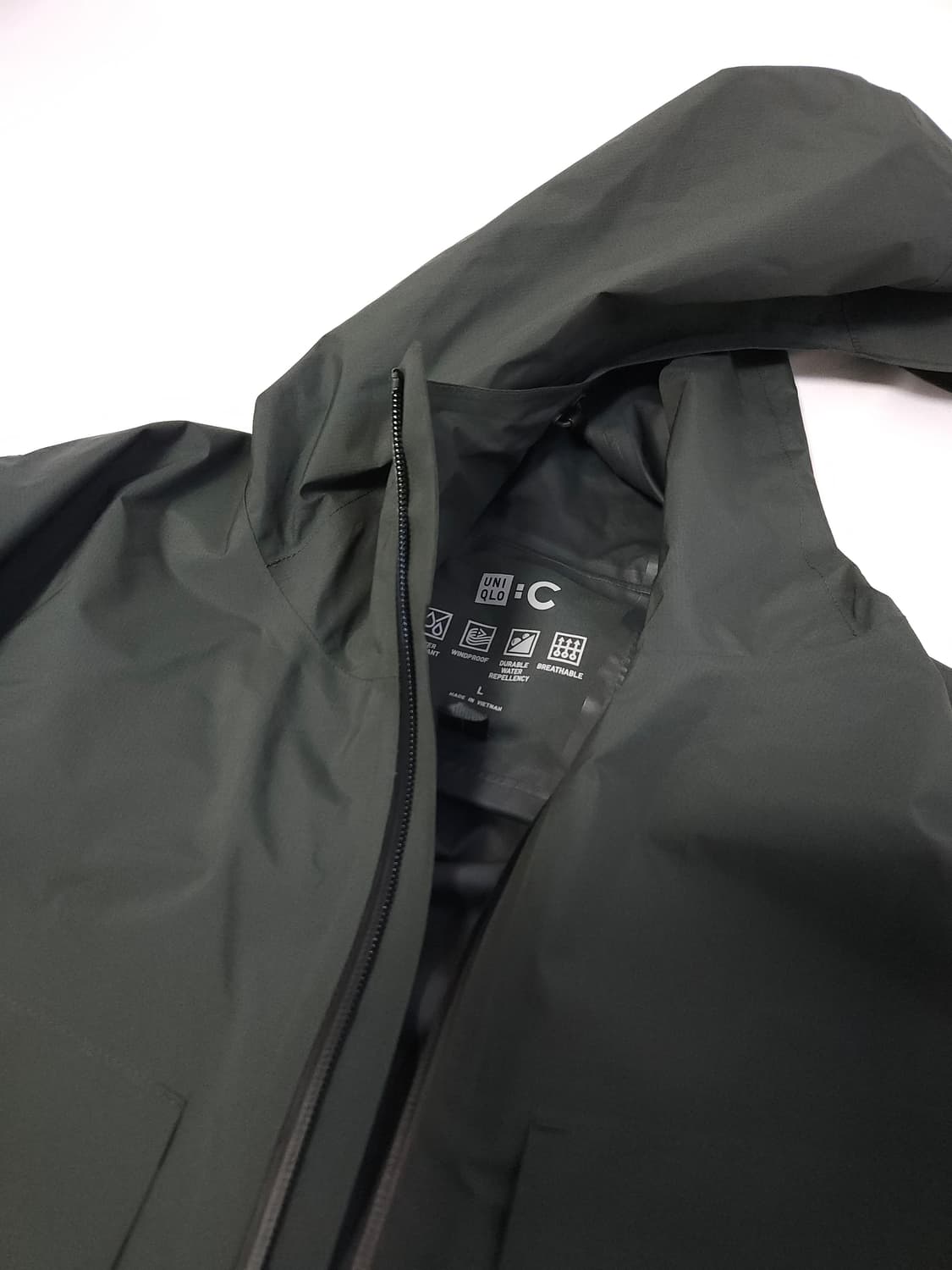 유니클로 C 블록테크 블럭테크 워터프루프 바람막이 자켓 카키 L 상품이미지2