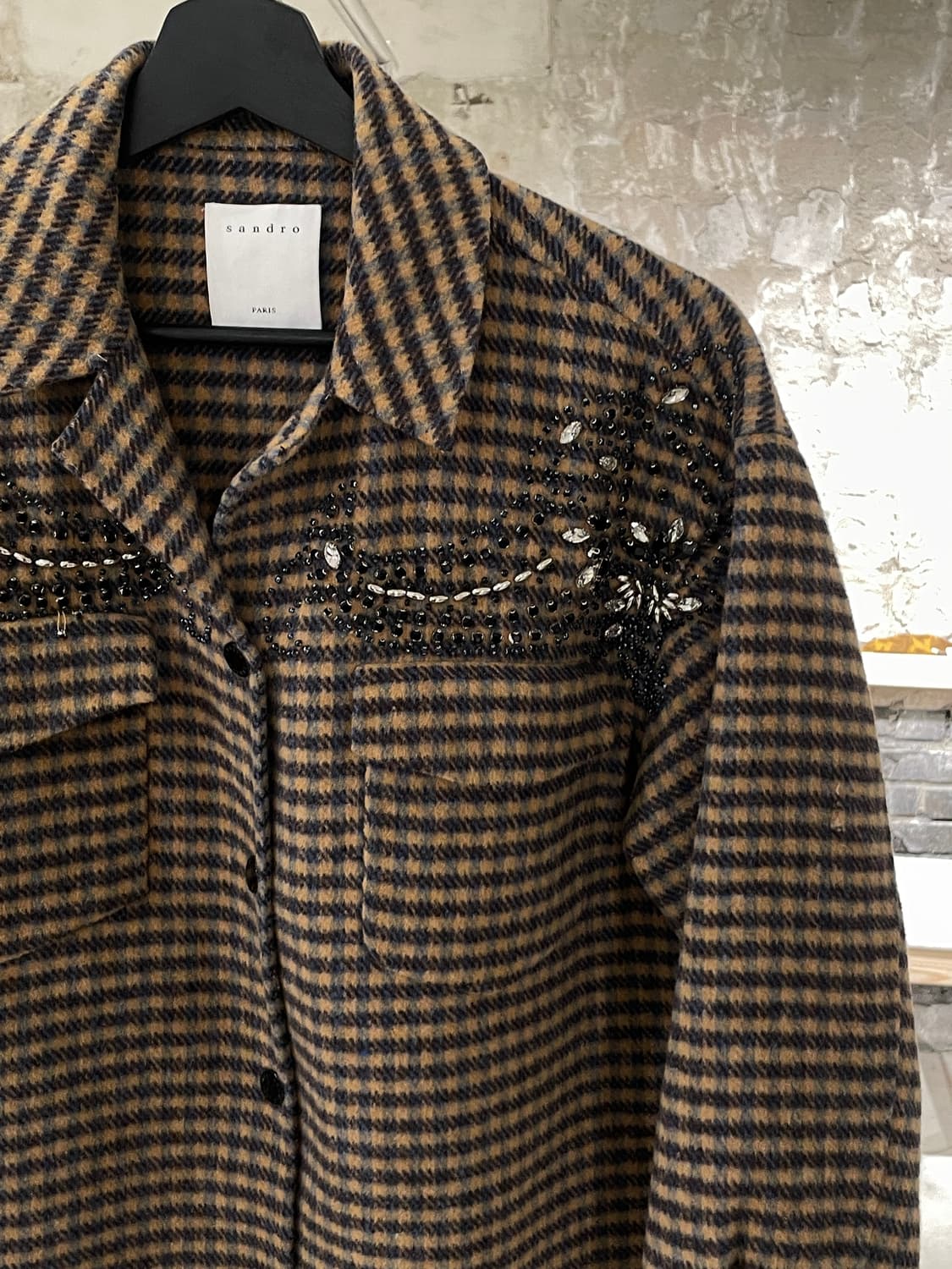 산드로 비즈 체스트 포켓 체크 셔츠 자켓 상품이미지3