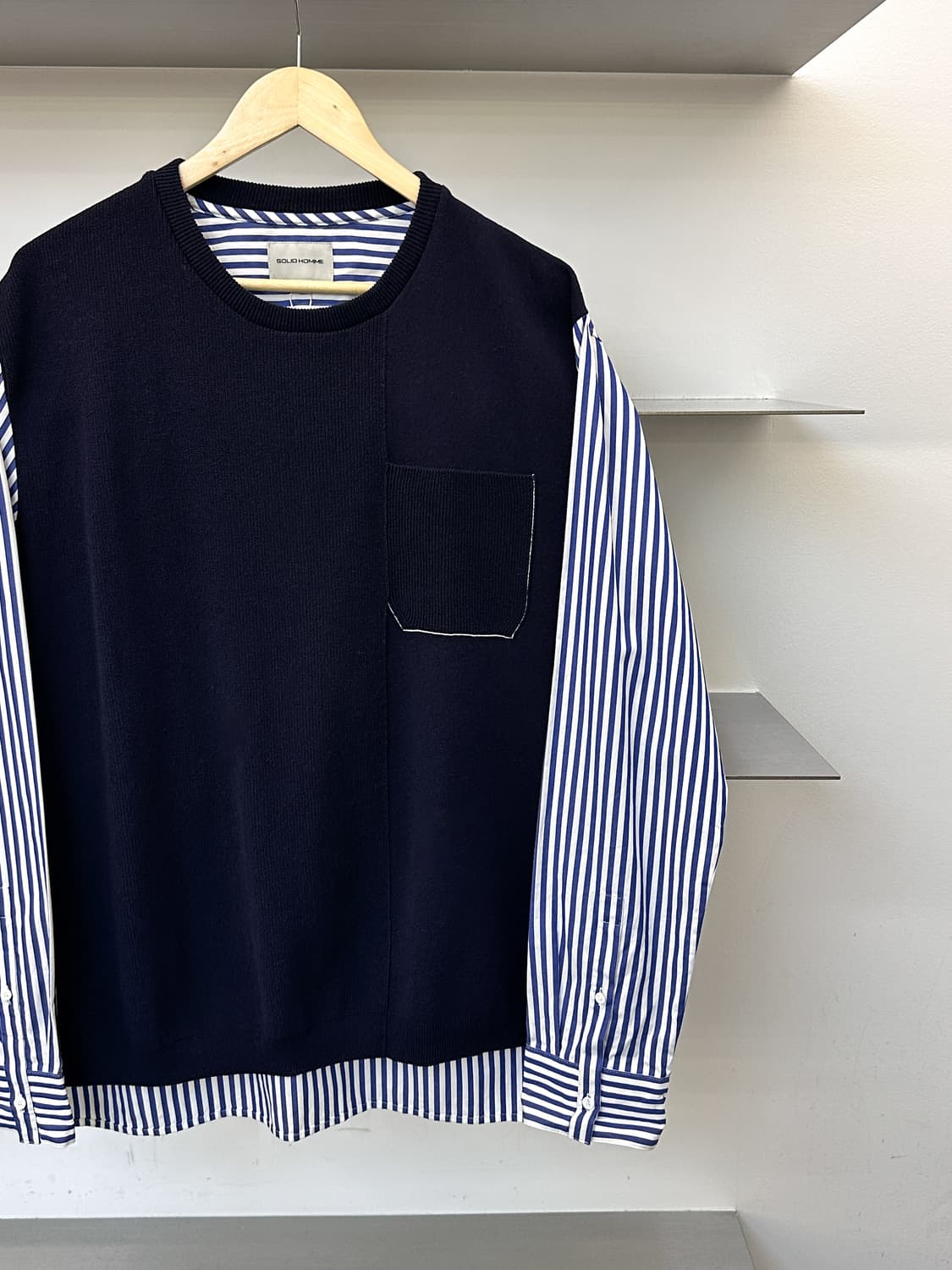 솔리드 옴므 19ss 스트라이프 레이어드 니티드 셔츠 상품이미지2