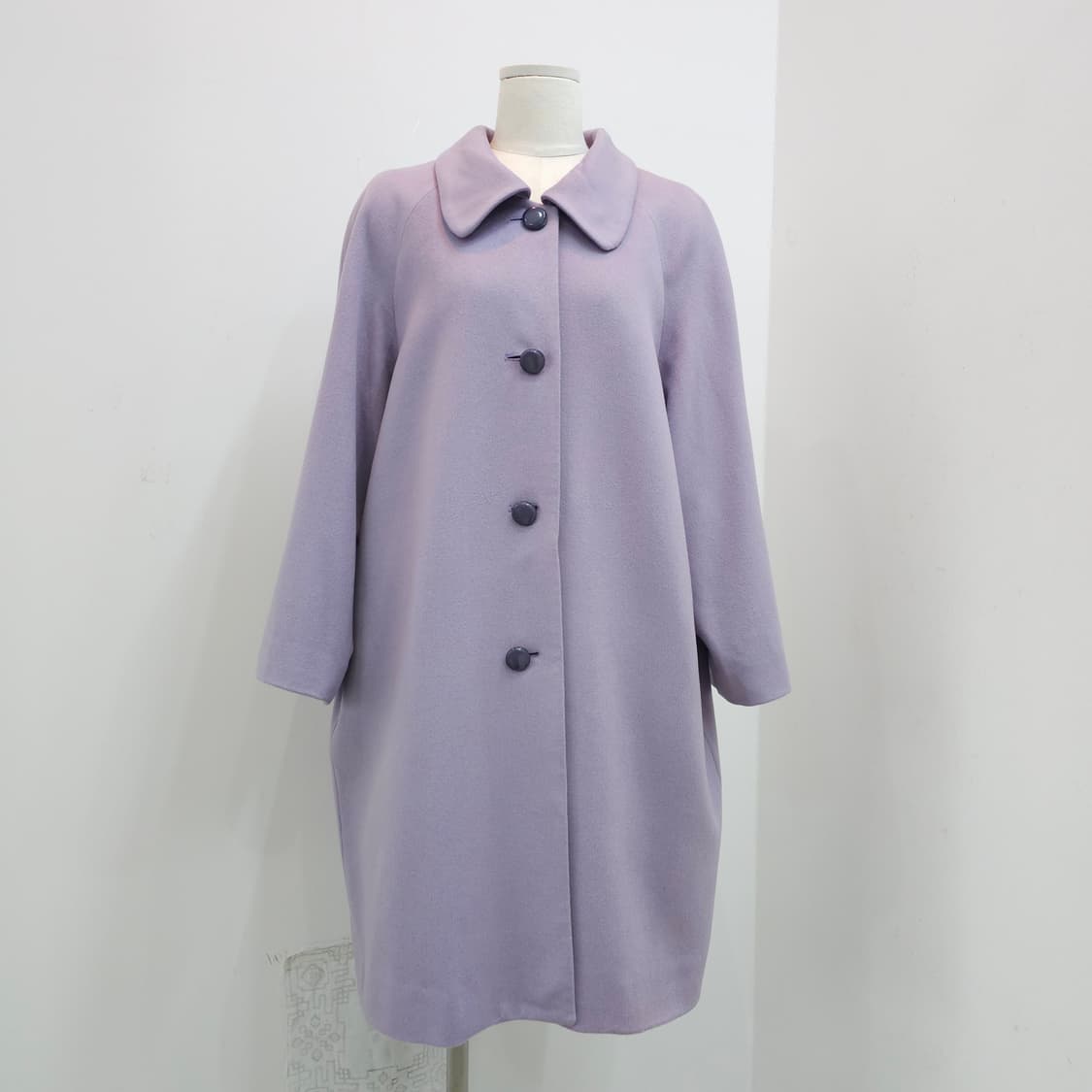 프리미엄 캐시미어 100%  폭스퍼 카라 라일락 롱 코트 상품이미지4