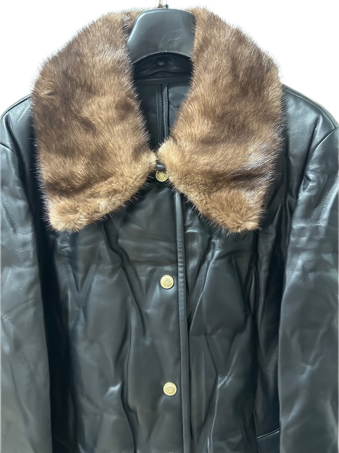 (새상품) 밍크 카라 구스 퀼팅 양가죽 롱 코트 상품이미지4