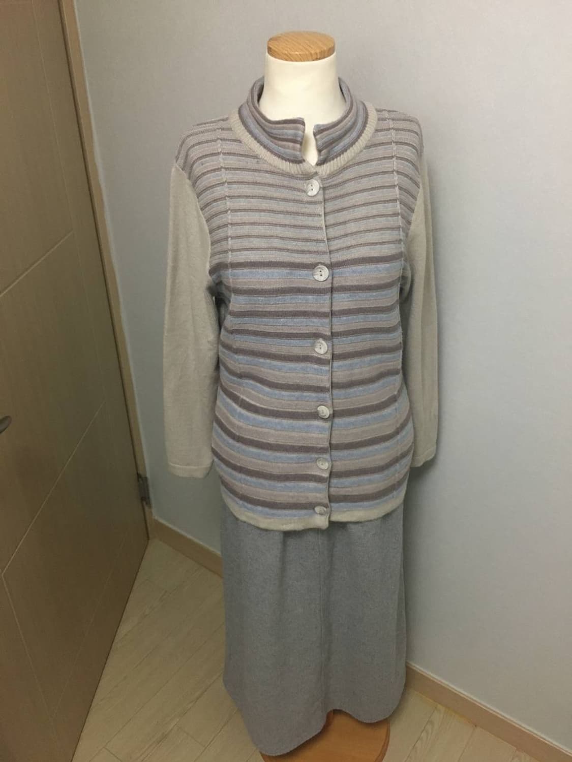 일본빈티지 줄무늬 니트 가디건 하구미 니혼진 카모메산장 너드룩 상품이미지1