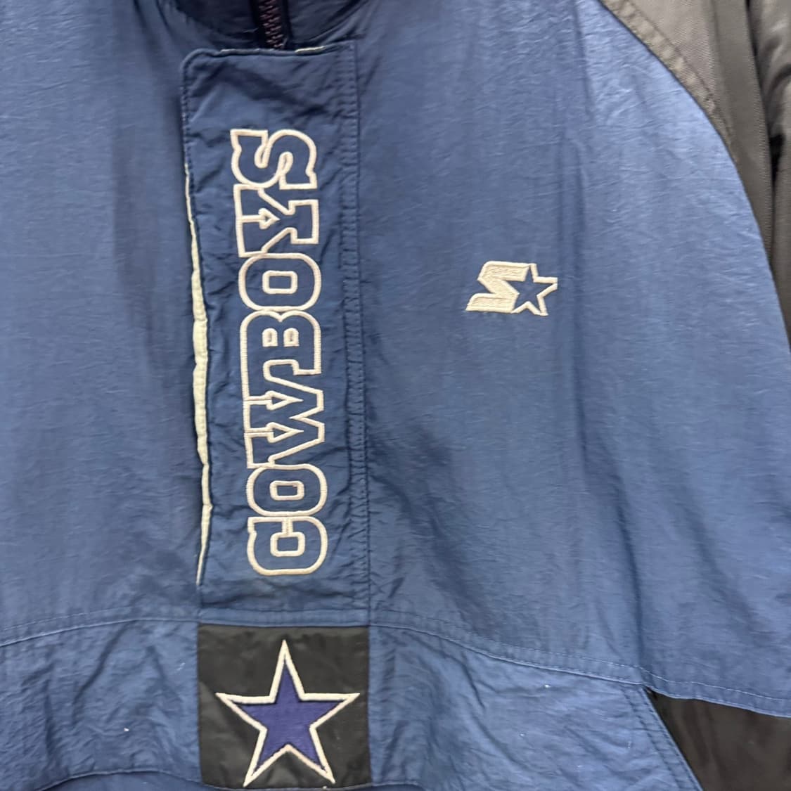 90s 스타터 X 댈러스 카우보이즈 아노락 패딩 점퍼 로고 디테일 네이비 상품이미지5