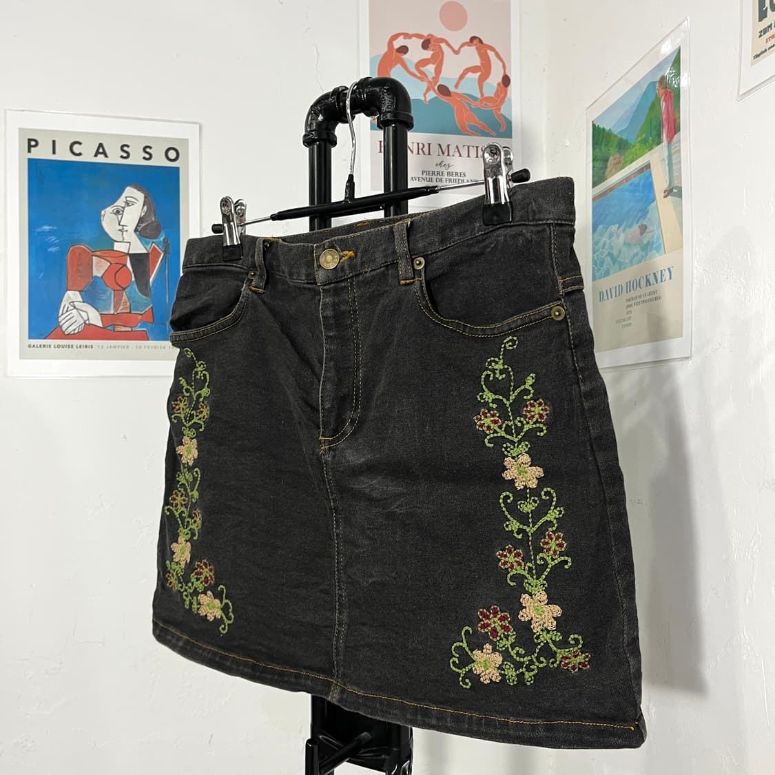 플라워 자수 미니 스커트 상품이미지3