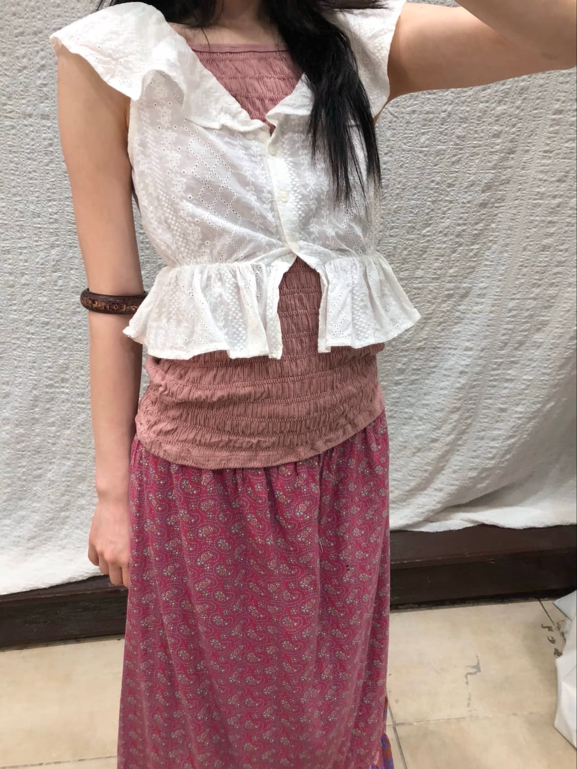 Butterfly white crop blouse 상품이미지5