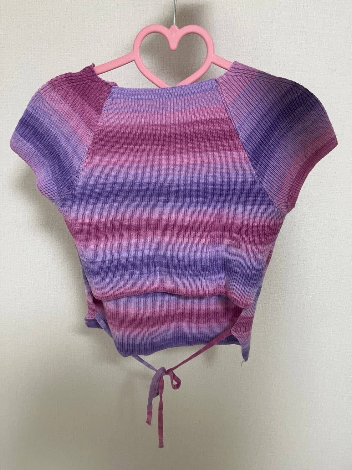 미사용 퍼플 크롭 반팔 니트 상품이미지2