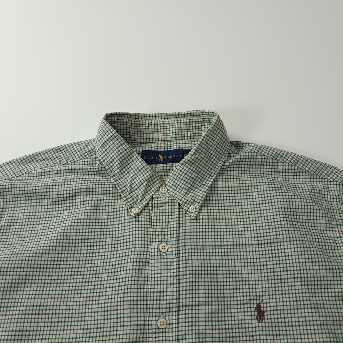CK713 2XL 폴로 90s 그린브라운 마이크로체크 셔츠 남방 상품이미지2