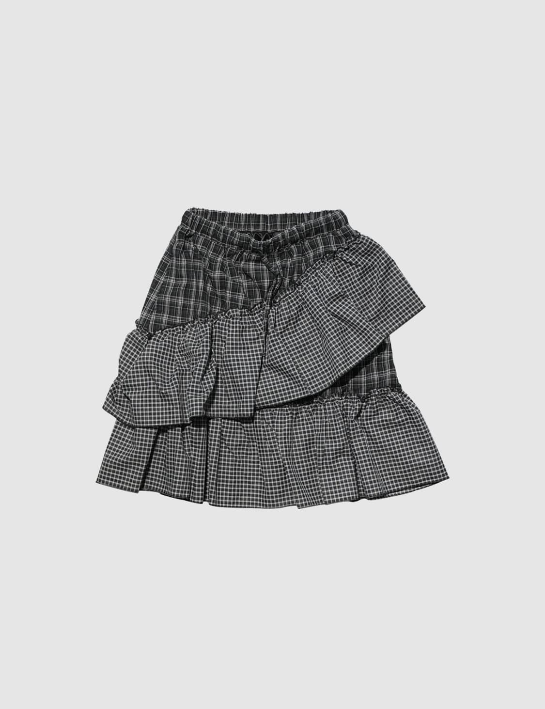 인앤양인하모니 프릴 스커트 체크 미디 스커트 상품이미지1