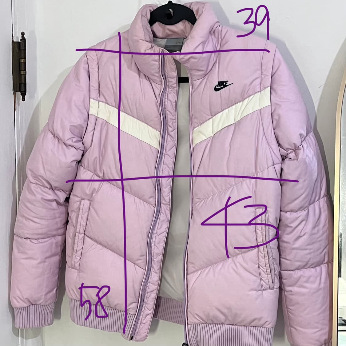 나이키 조끼 탈부착 패딩 연보라색 상품이미지10