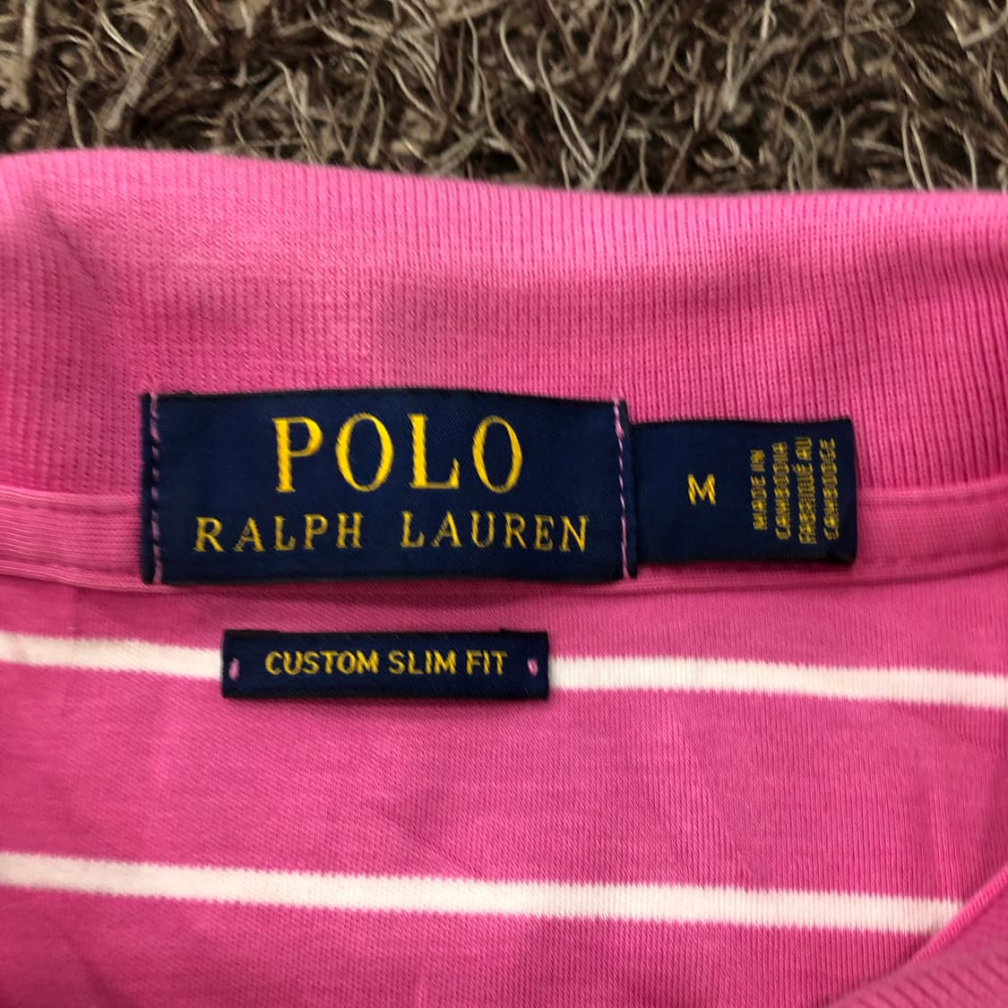 M 폴로 랄프로렌 핑크 스트라이프 카라 PK 반 상품이미지3
