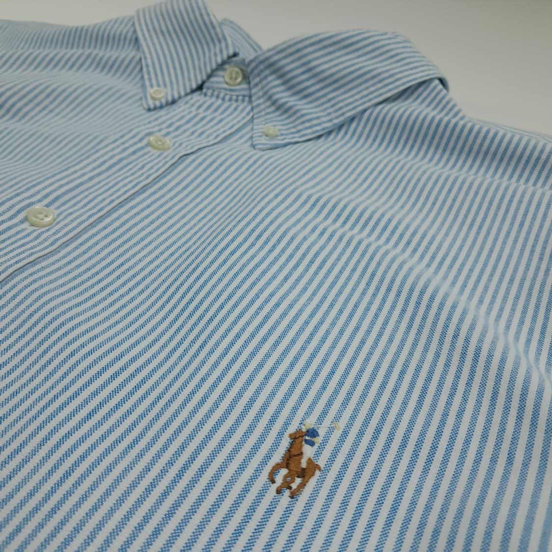 CN668 3XLT 폴로 랄프로렌 스카이블루 스트라이프 긴팔 셔츠 남방 상품이미지5