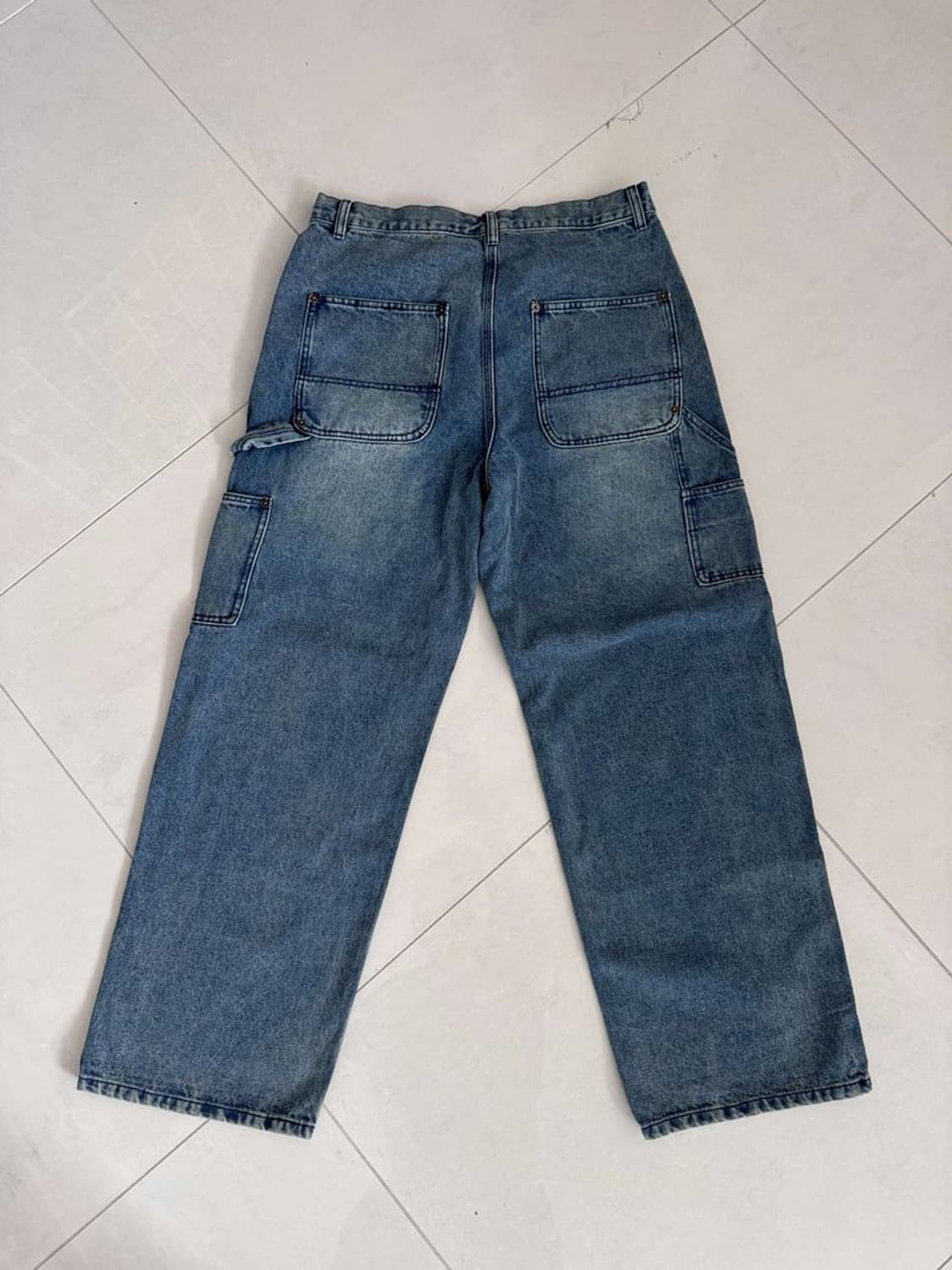 STRAIGHT WIDE DENIM 스트레이트 와이드 더블 니 데님 상품이미지5