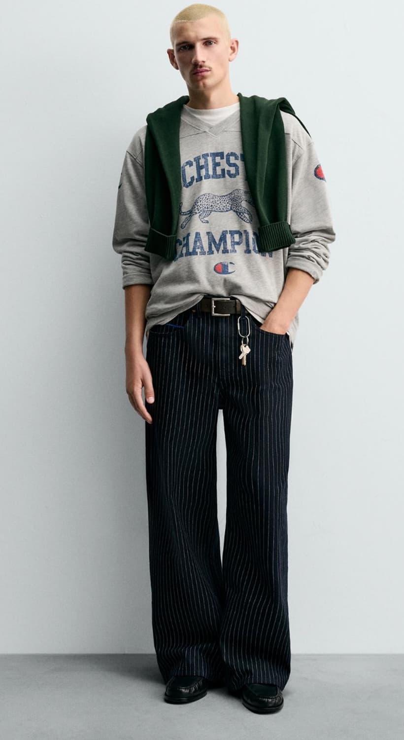 자라 챔피온 스트라이프 와이드 팬츠 36 새상품 판매합니다. 상품이미지1