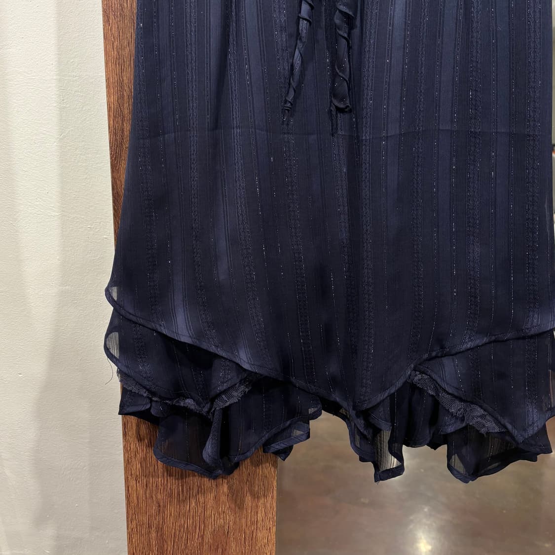 일본 빈티지 네이비 글리터 큐빅 리본 슬립 끈 원피스 갸루 상품이미지4