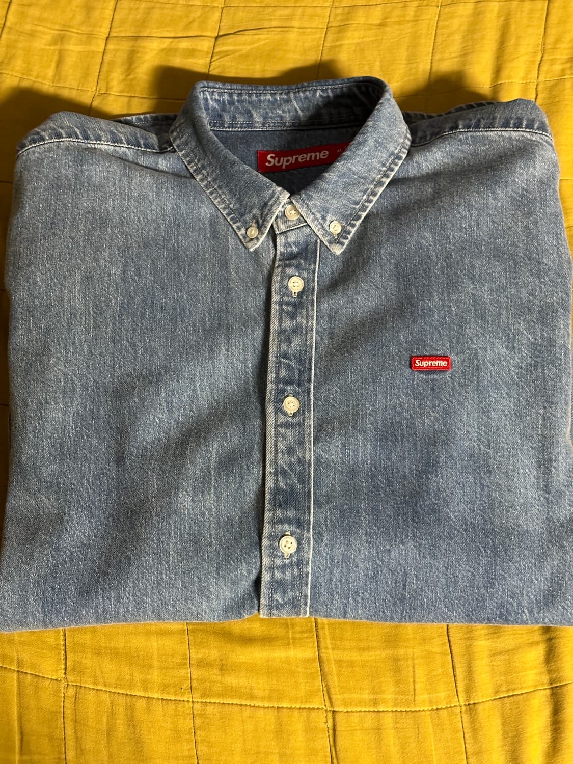 슈프림 스몰 박스 데님 셔츠 워시드 인디고 - 25SS XL 극미중고 상품이미지1