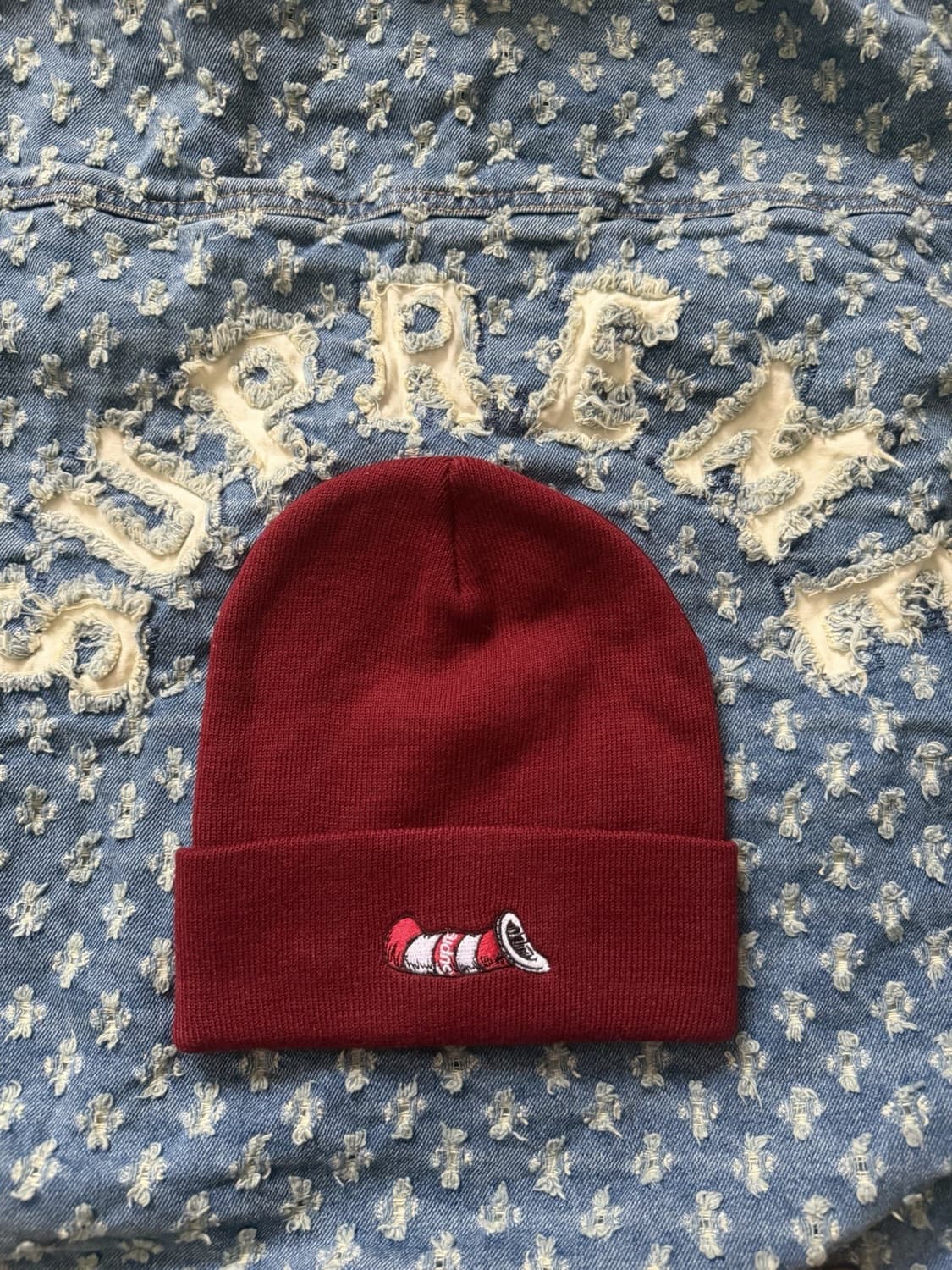 19FW 슈프림 캣인더햇 비니 버건디 상품이미지1