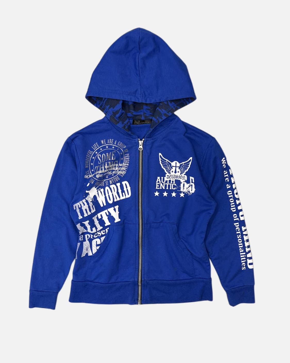 punk printing crop hood zip-up 상품이미지1