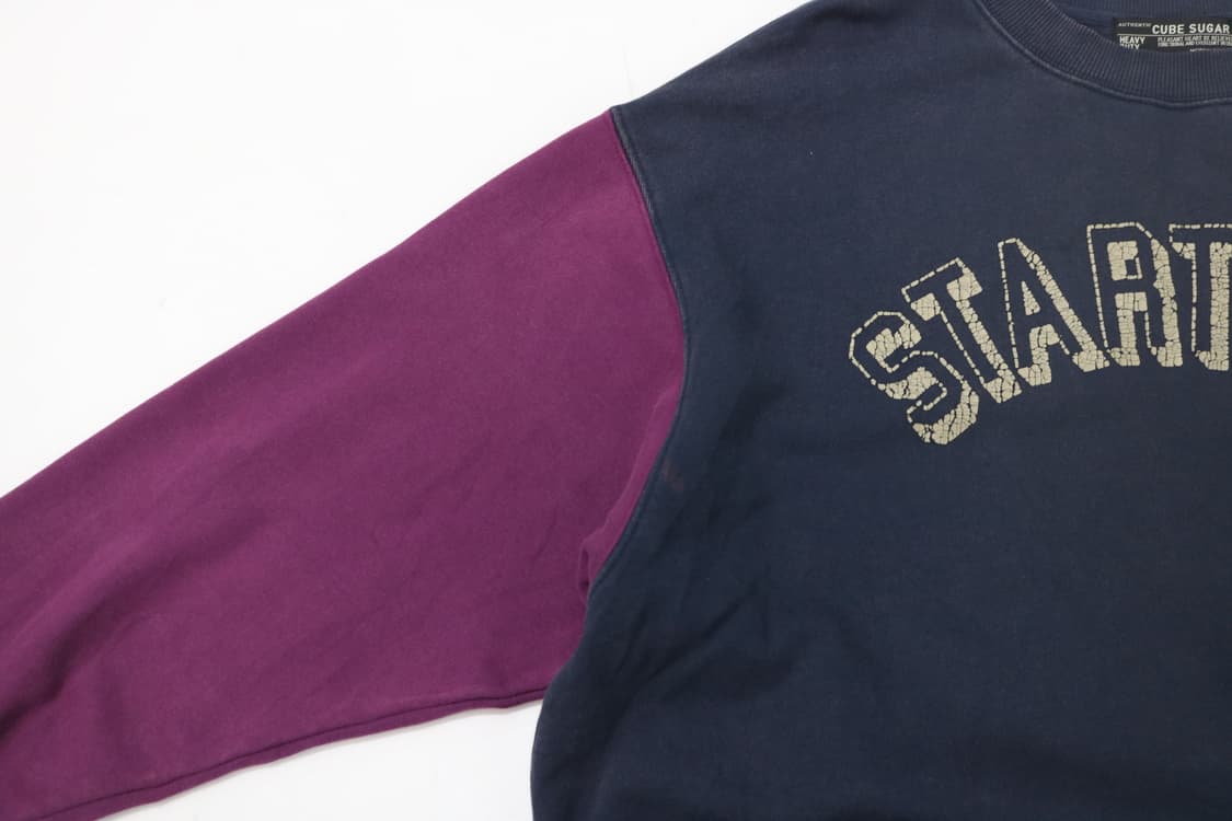 CUBE SUGAR 큐브슈가 빈티지 3컬러 배색 스웻셔츠 (L) 상품이미지4