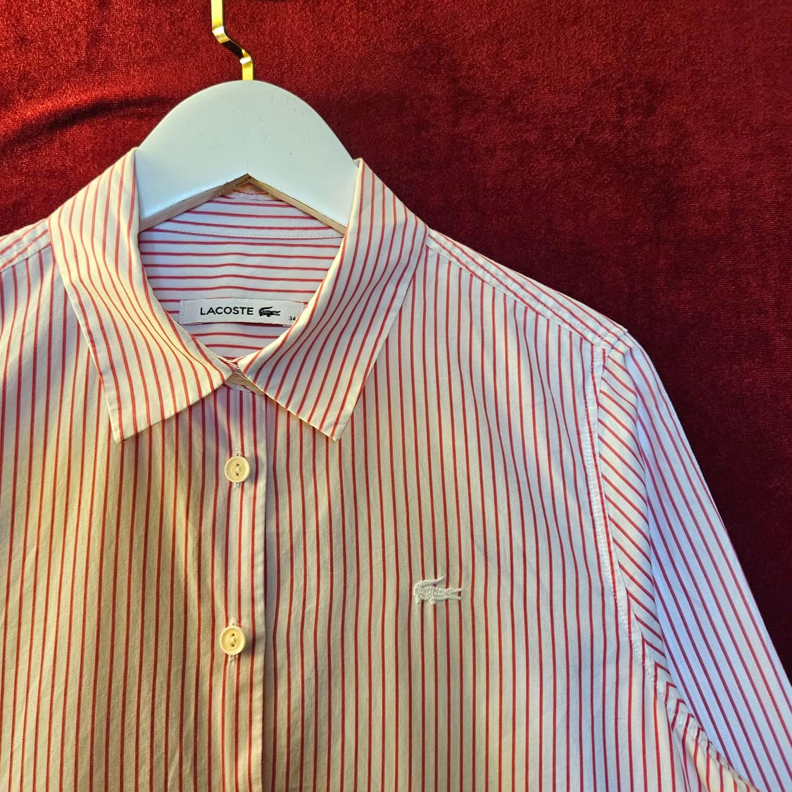 라코스테(Lacoste) 화이트 패치 스트라이프셔츠 34size 상품이미지3