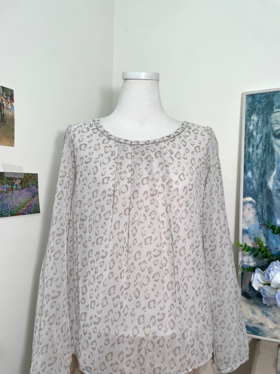 mute lavender leopard pleats point blous 상품이미지5