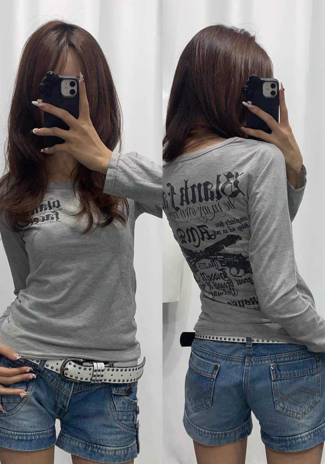 🎸그레이 프린팅 롱슬리브🎸 상품이미지1