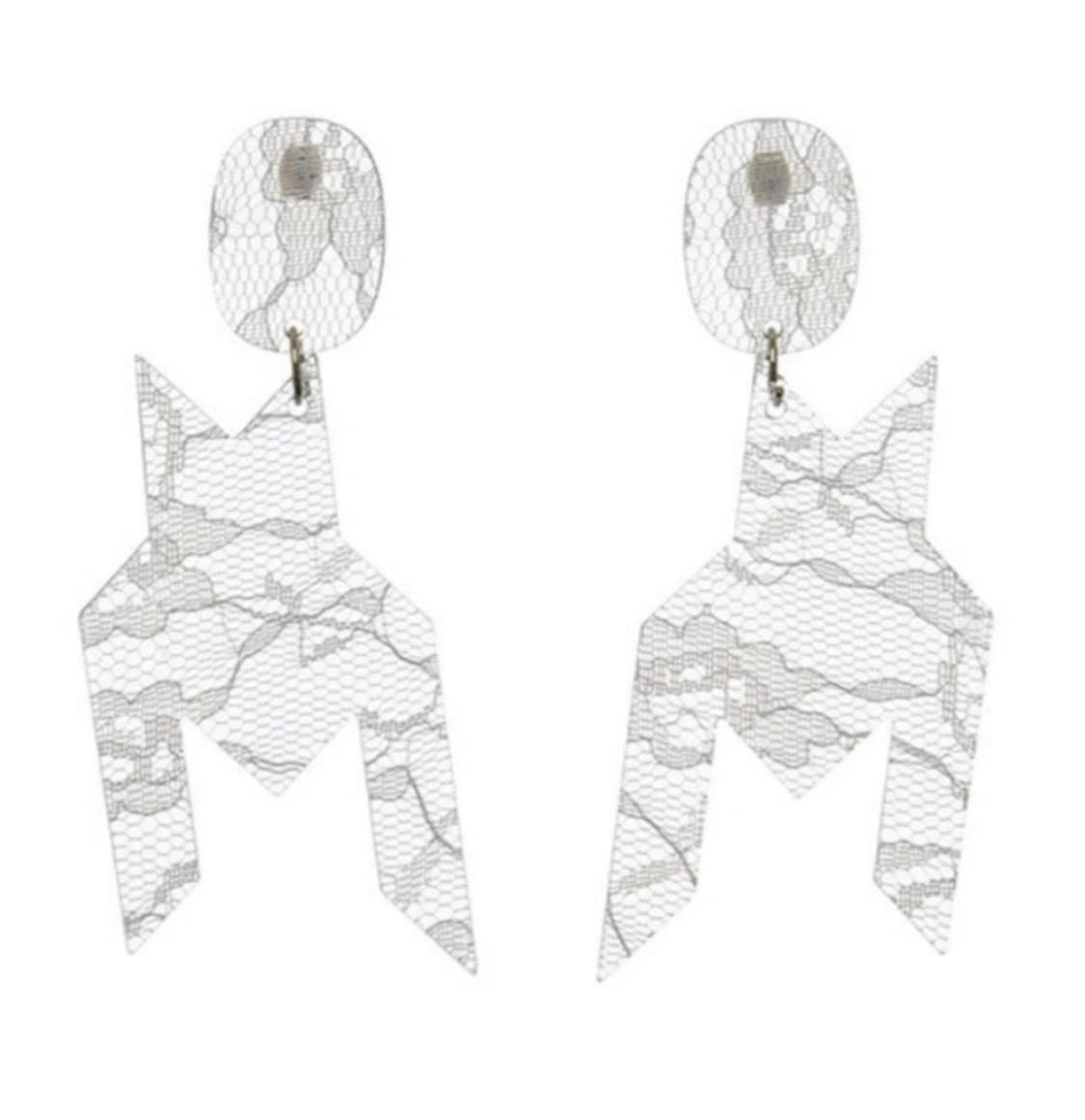 듀이듀이 귀걸이 레이스패턴 이어링 화이트 상품이미지2