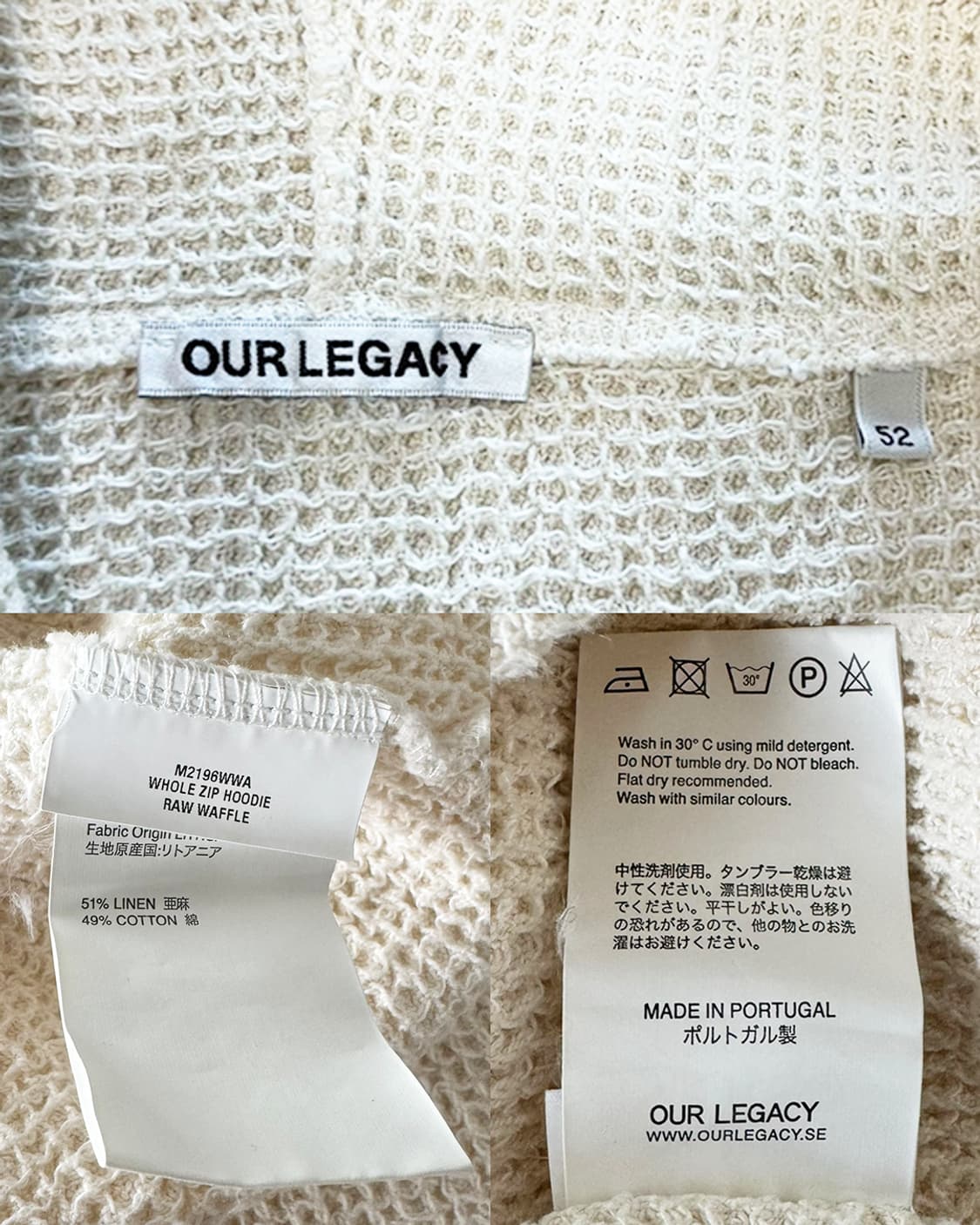 아워레가시 로우 와플 린넨 & 코튼 블렌드 후디 상품이미지10