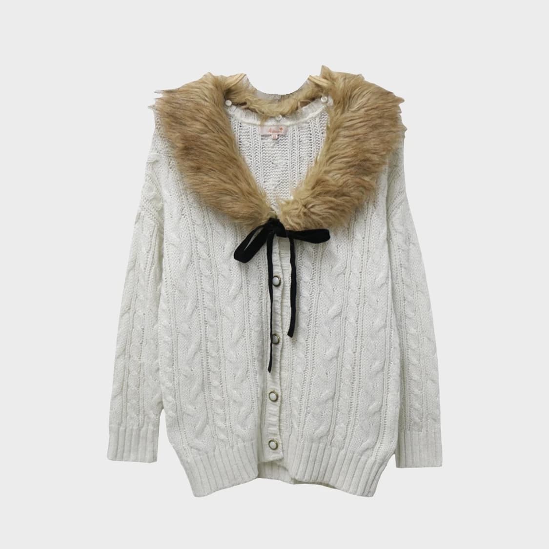 WALLAMANDA 퍼 발레코어 꽈배기 울 혼방니트 가디건 64637 상품이미지1