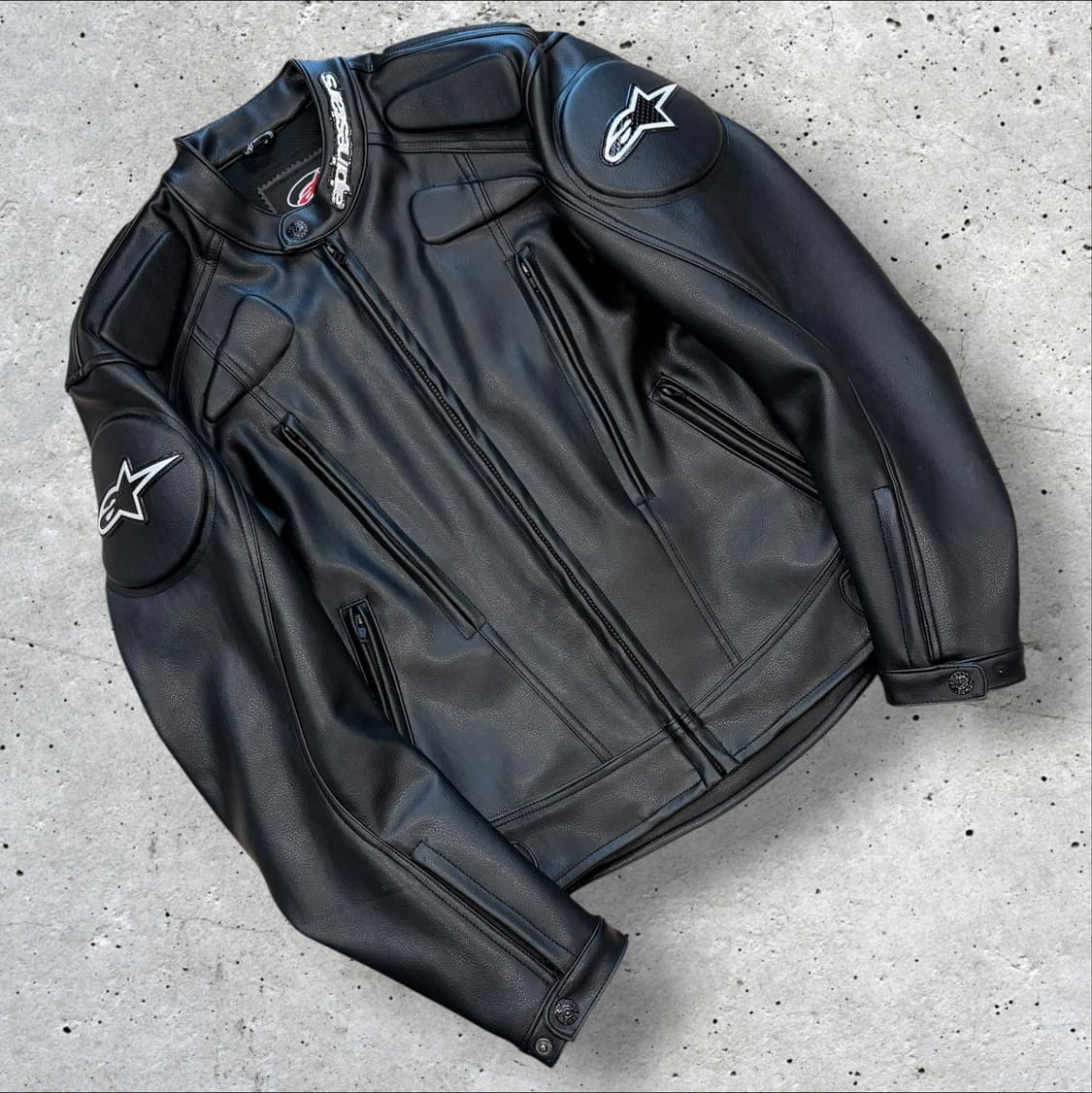 [S] 알파인스타 블랙 레더 가죽 라이더 자켓 D768 상품이미지1