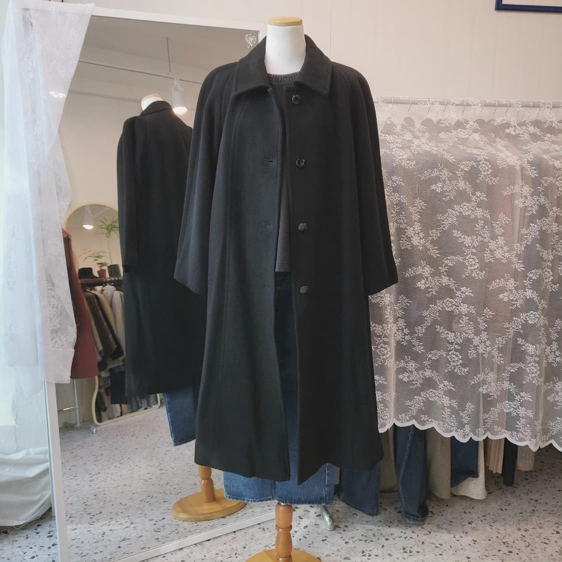 Carat 알파카 블랙 롱코트 상품이미지1