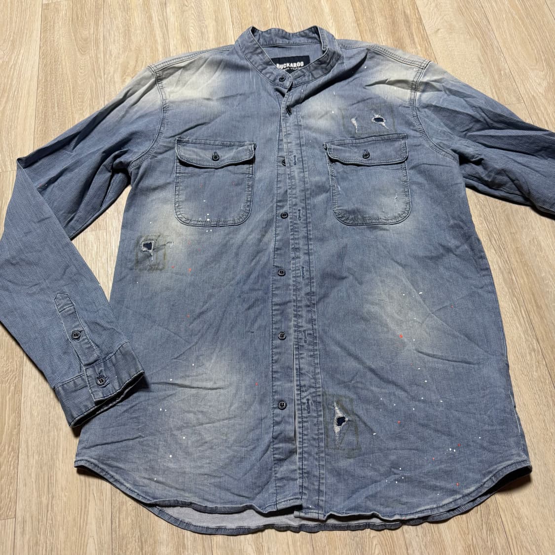 버커루 데미지 페인팅 데님셔츠 L 상품이미지1