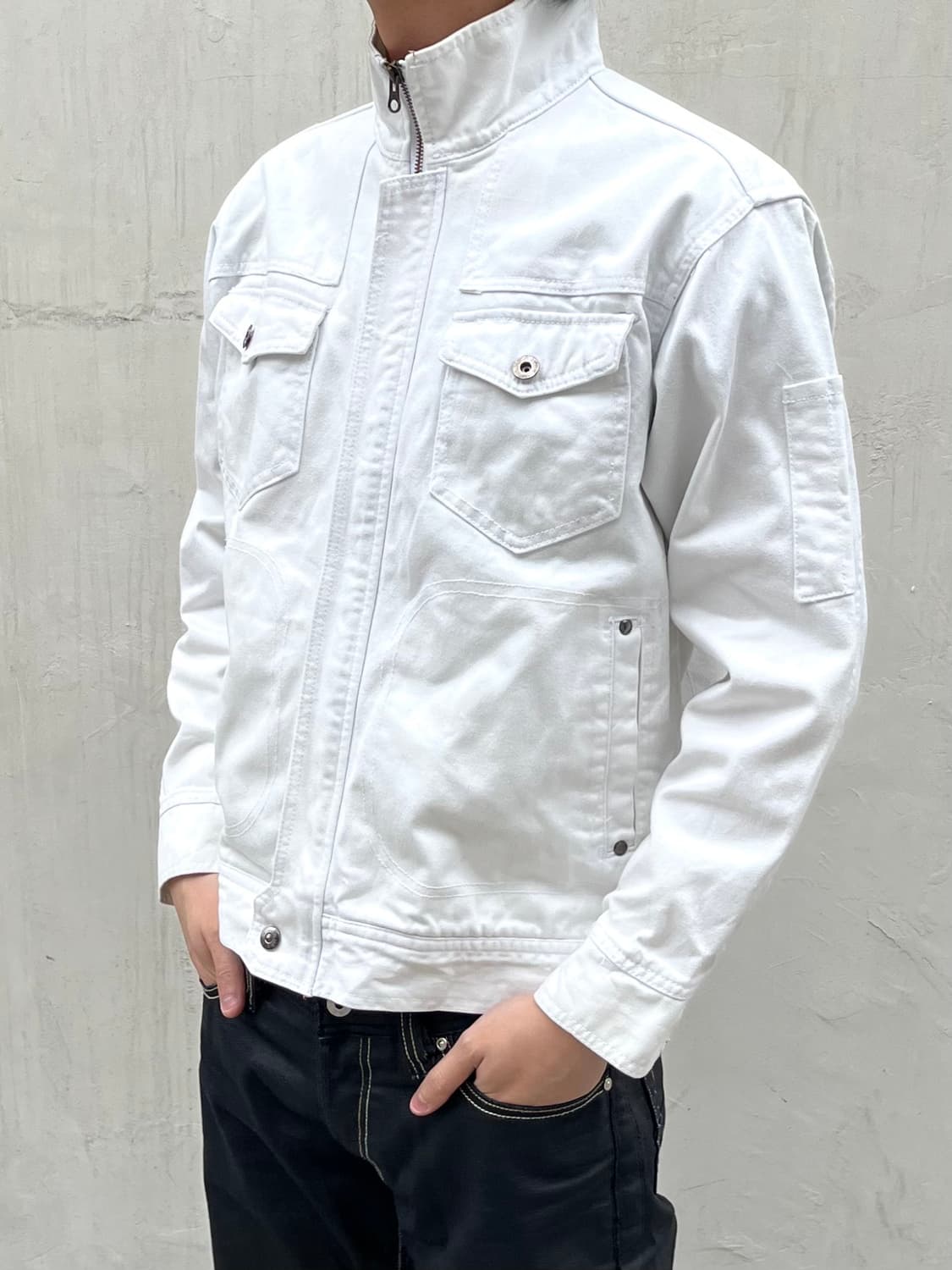 JPN VTG 하이넥 화이트 트러커 자켓 상품이미지1