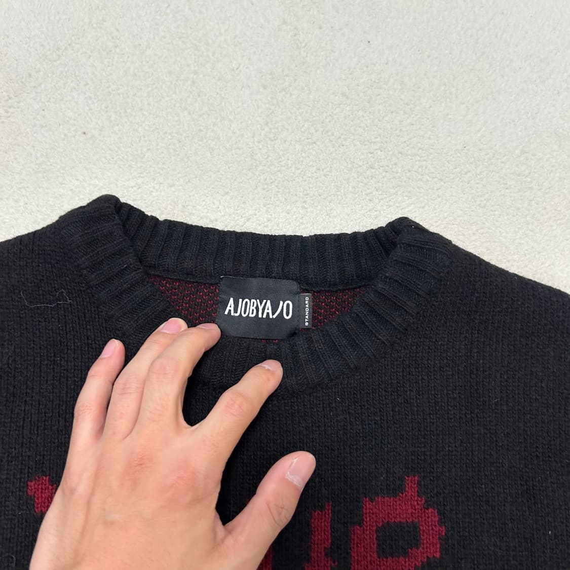 Ajobyajo black lettering knit 상품이미지6