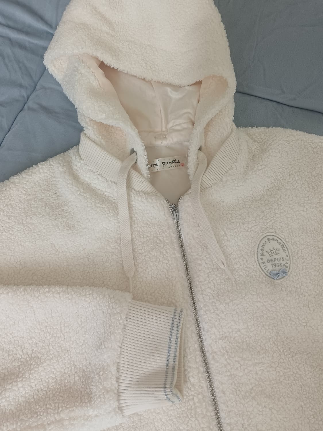 pom ponette 아이보리 후리스 후드집업 S~M 상품이미지1