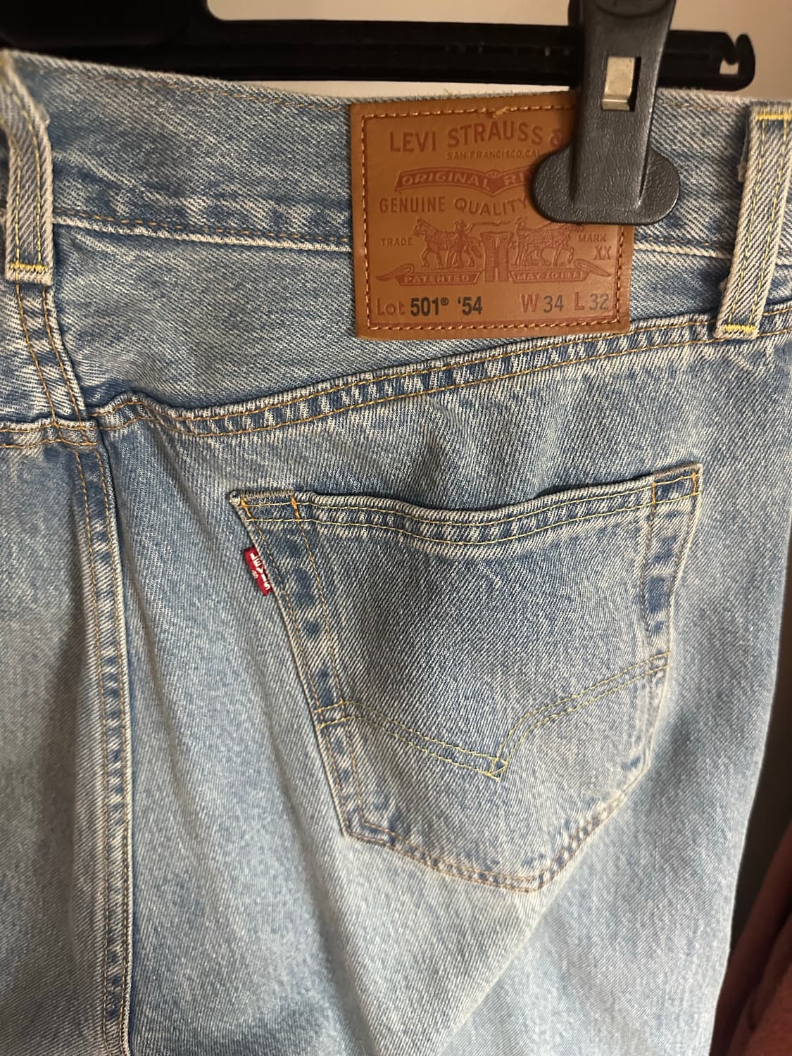 [W34xL32] 리바이스 501 연청 워싱 데미지 진 상품이미지3