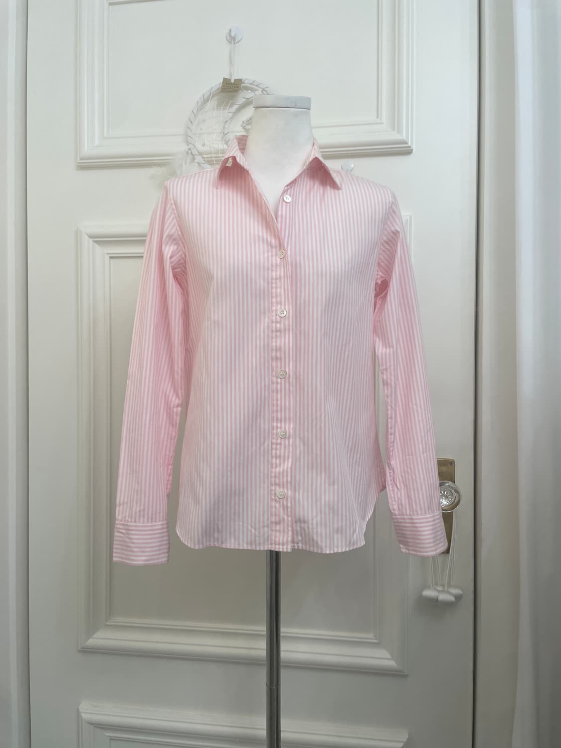 strawberry pink stripe basic cotton shir 상품이미지1