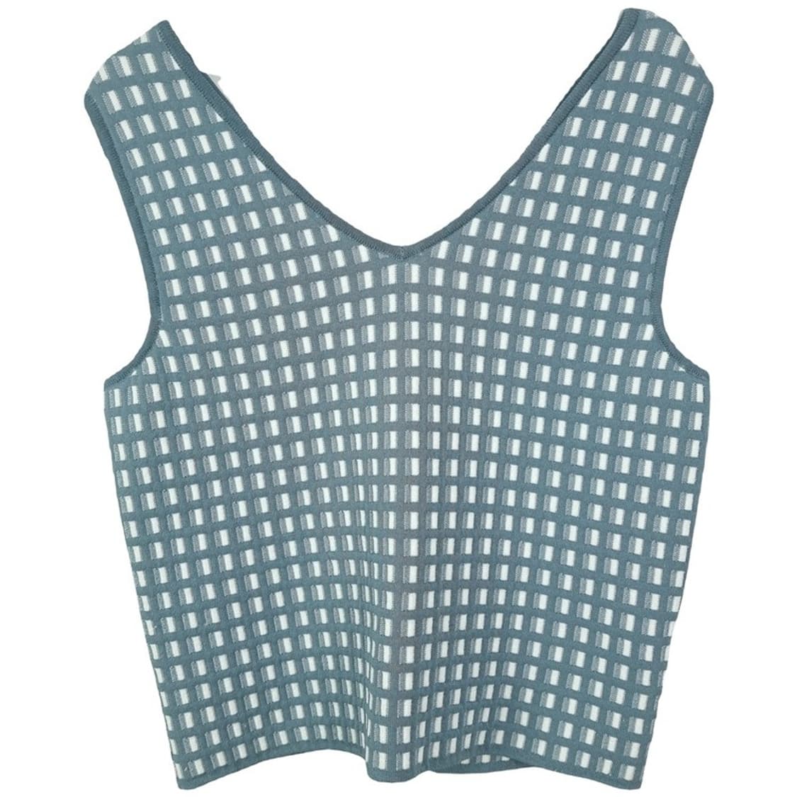 [시스템] 체크 니트 집업 뷔스티에 M18991 상품이미지3